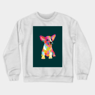 Cute Puppy Green Bg Crewneck Sweatshirt